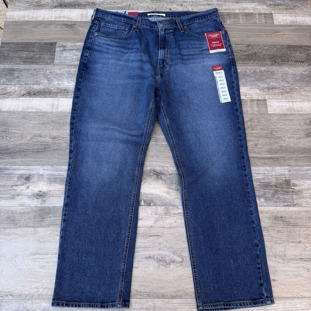 Mens 38x30 Signature Levi Strauss & Co ATHLETIC Fit Tapered Stretch Blue Jeans